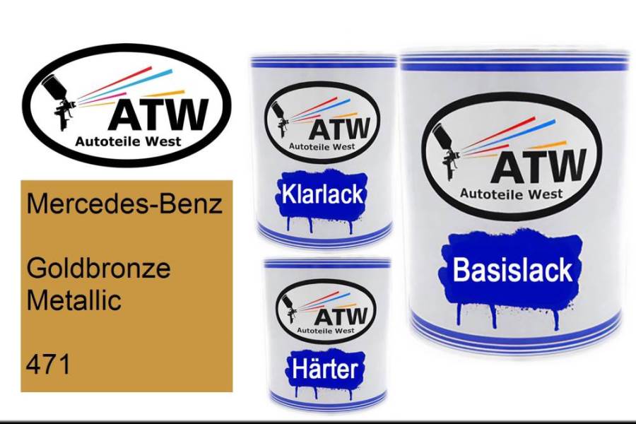 Mercedes-Benz, Goldbronze Metallic, 471: 1L Lackdose + 1L Klarlack + 500ml Härter - Set, von ATW Autoteile West.